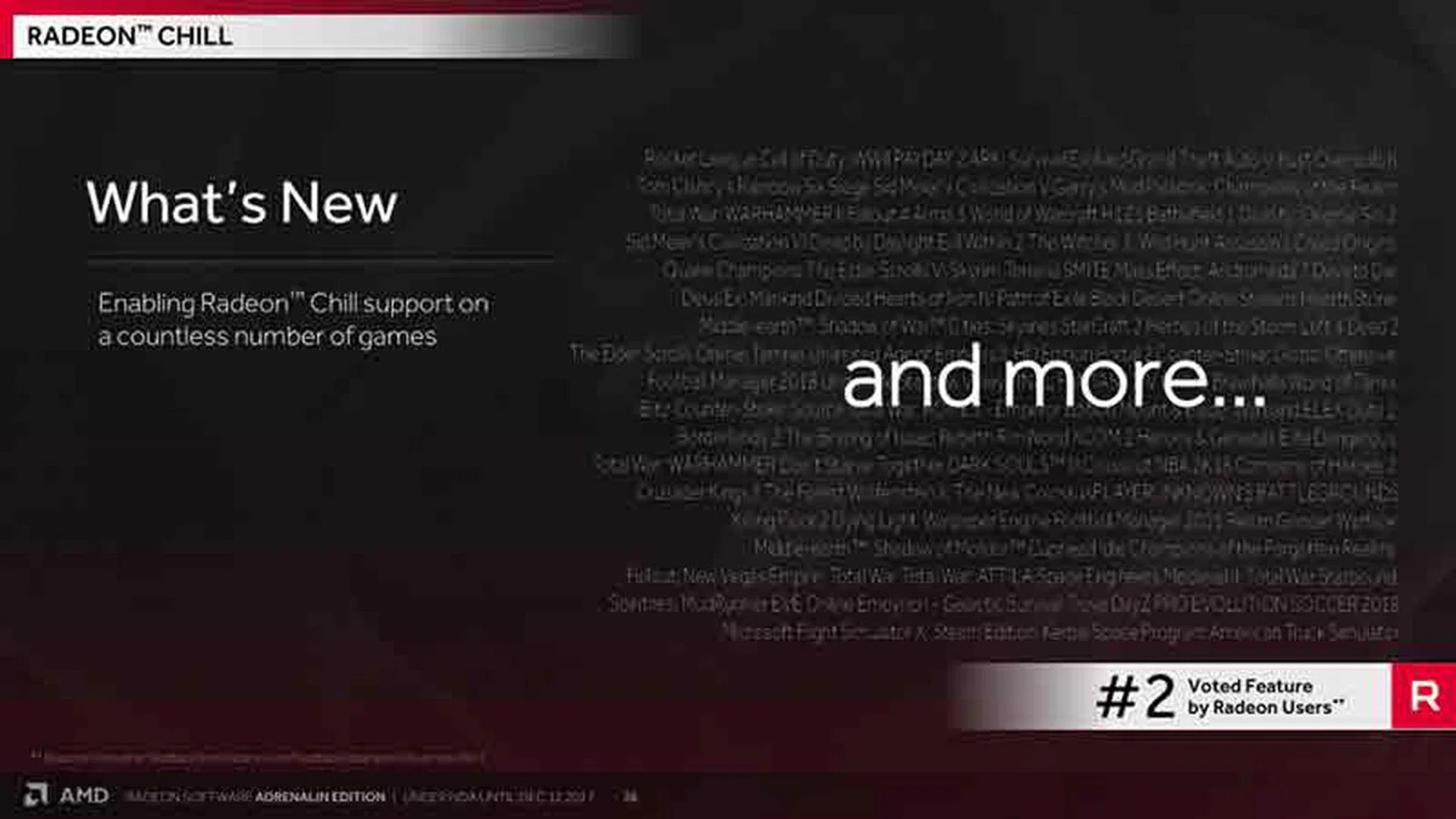 AMD took into account user feedback in expanding compatibility for Radeon Chill. (Image Source: AMD)