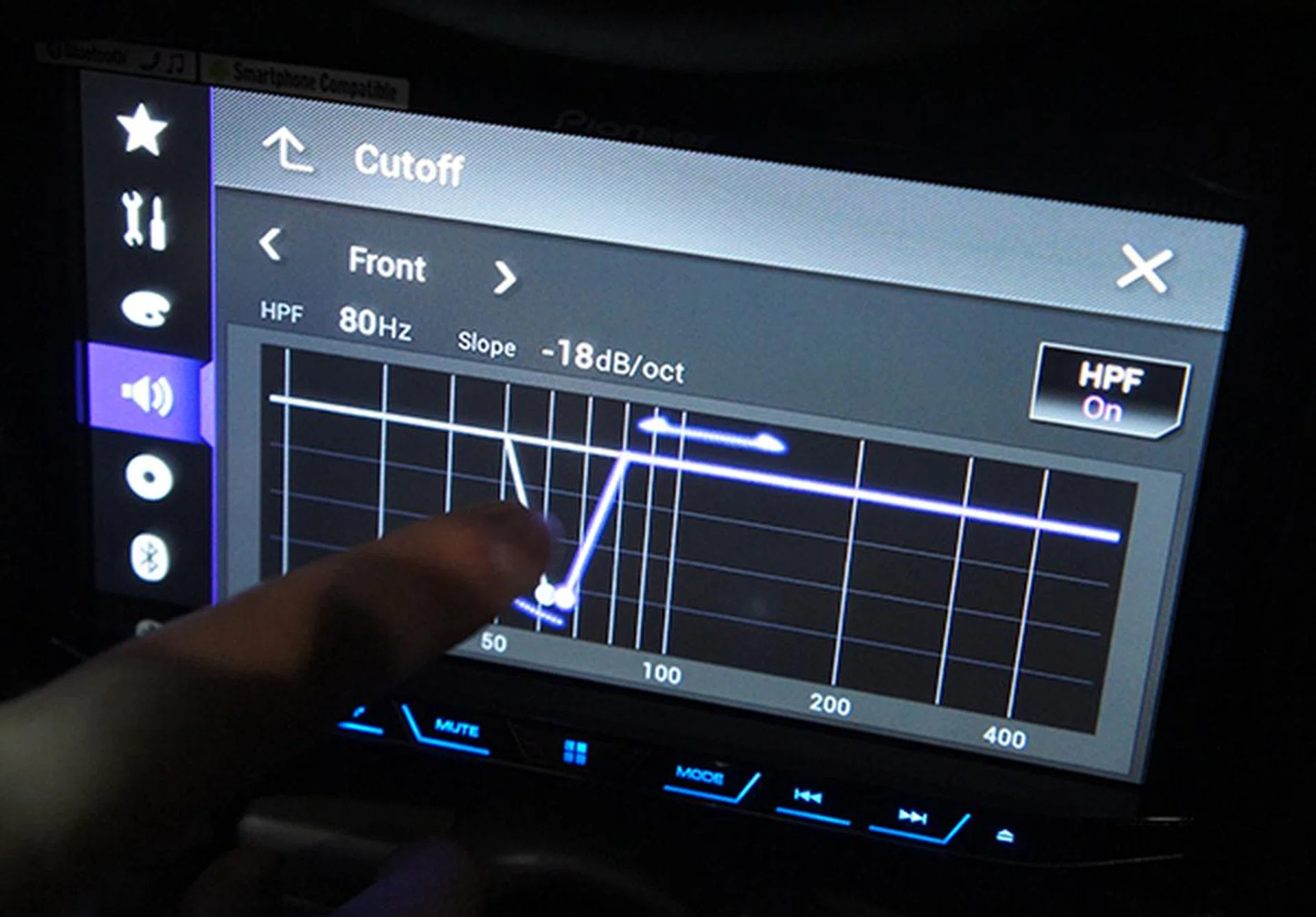 If you have a dedicated subwoofer, you can also set the crossover frequency with the new graphical user interface.