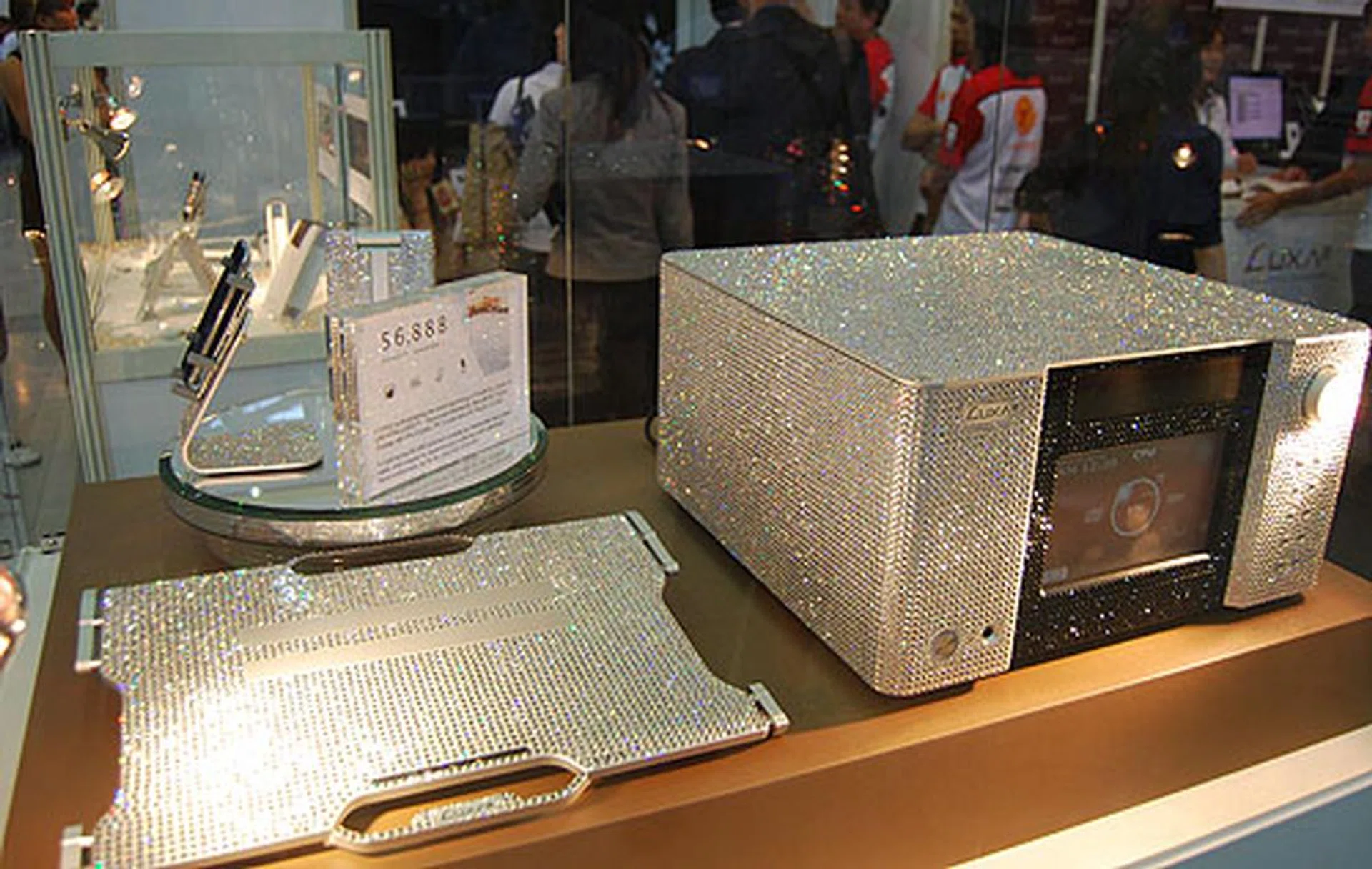 Some of the quite extravagant examples of LUXA2's products, with embedded crystals to add some bling to your everyday tech products.