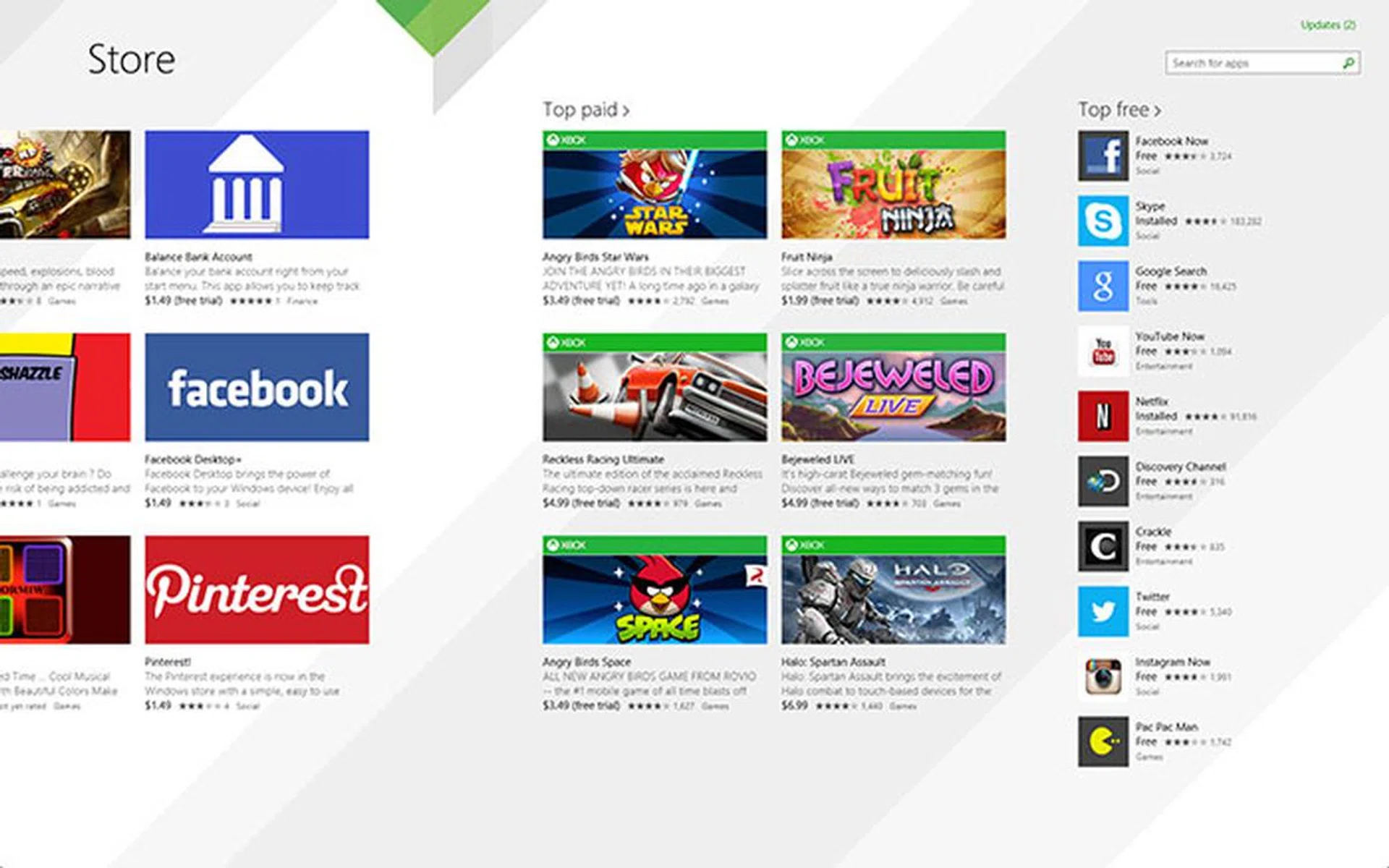 Like a shelf that's not at eye level, items toward the far right may get overlooked. The idea here for developers is to have their apps move from this area of the Store as much as possible to the left, where the highlight and popular lists are.