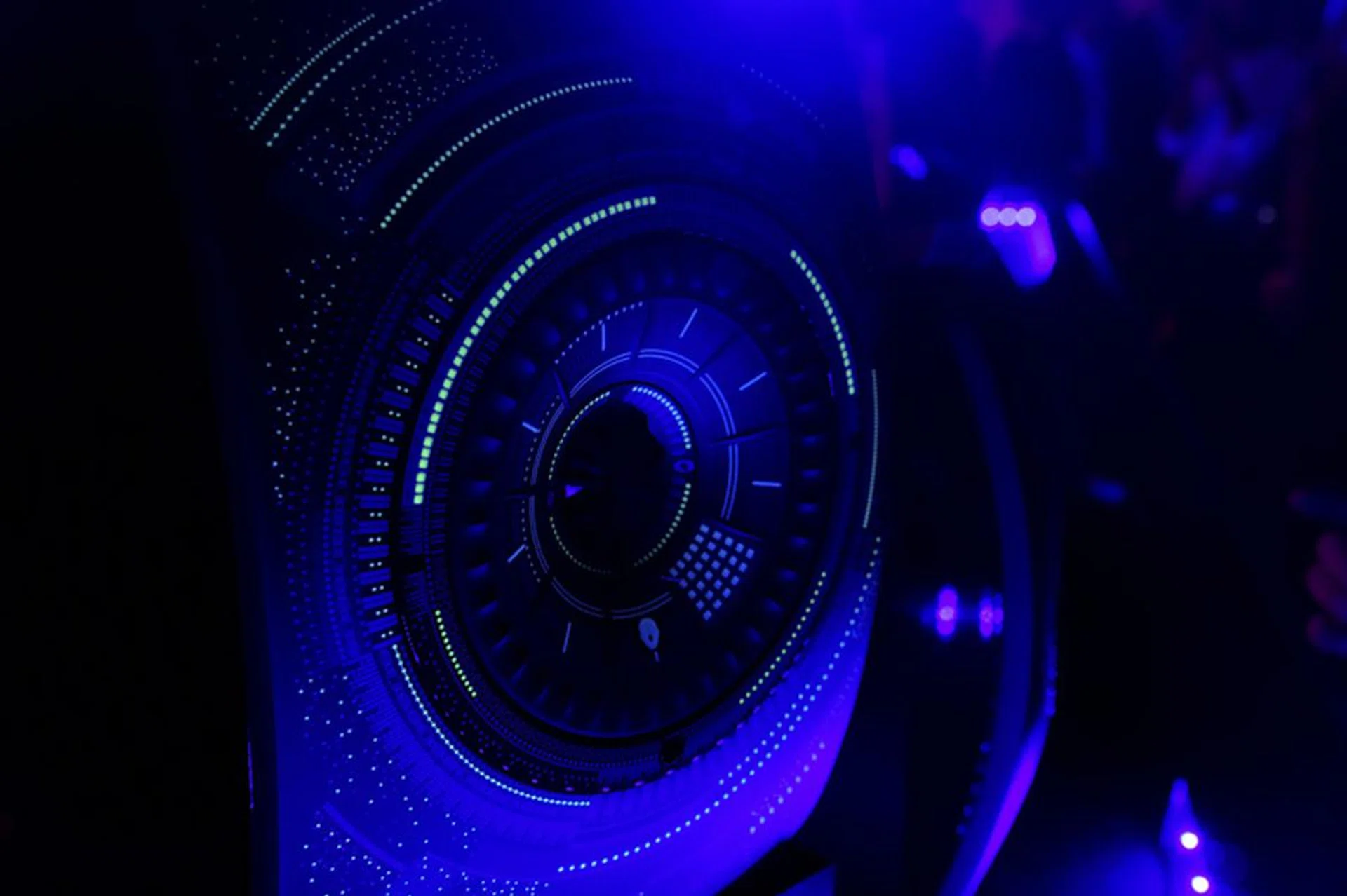 A close-up of the glow in the dark elements.