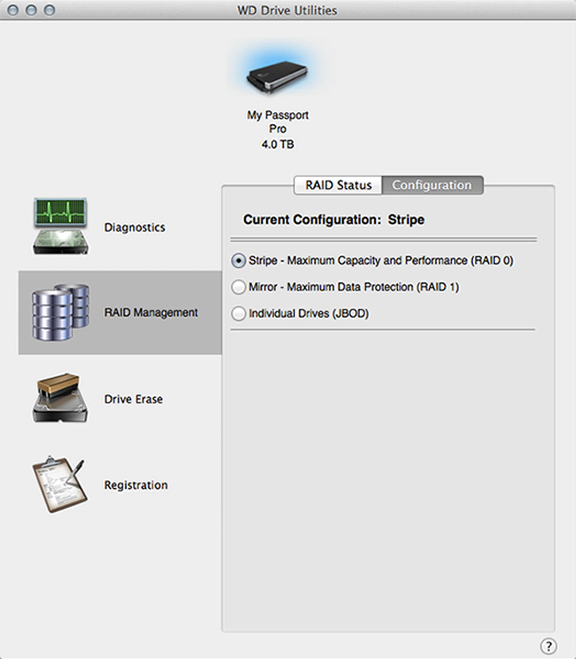 Users can configure the My Passport Pro to operate in RAID 0 or 1 or simply as JBOD.