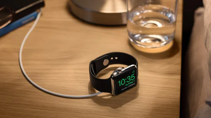 Placing the Apple Watch on its side now turns it into a bona fide alarm clock. (Image Source: Apple)