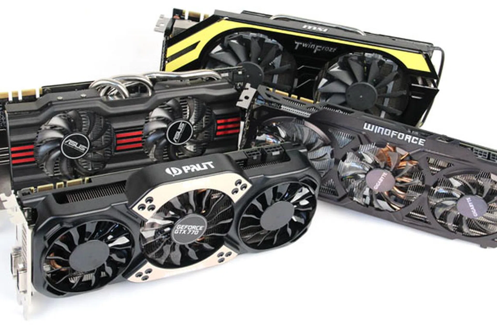 We gathered four custom designed cards from ASUS, Gigabyte, MSI and Palit for your consideration.