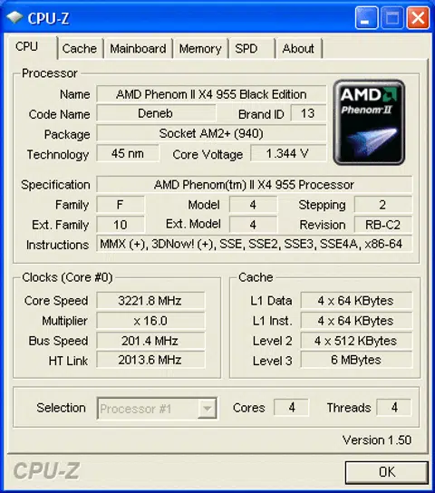 Our usual screen grab of CPU-Z for basic processor info for those interested in visual information. Take note though, the power management wasn't kicking in yet, thus the higher CPU voltage reflected.