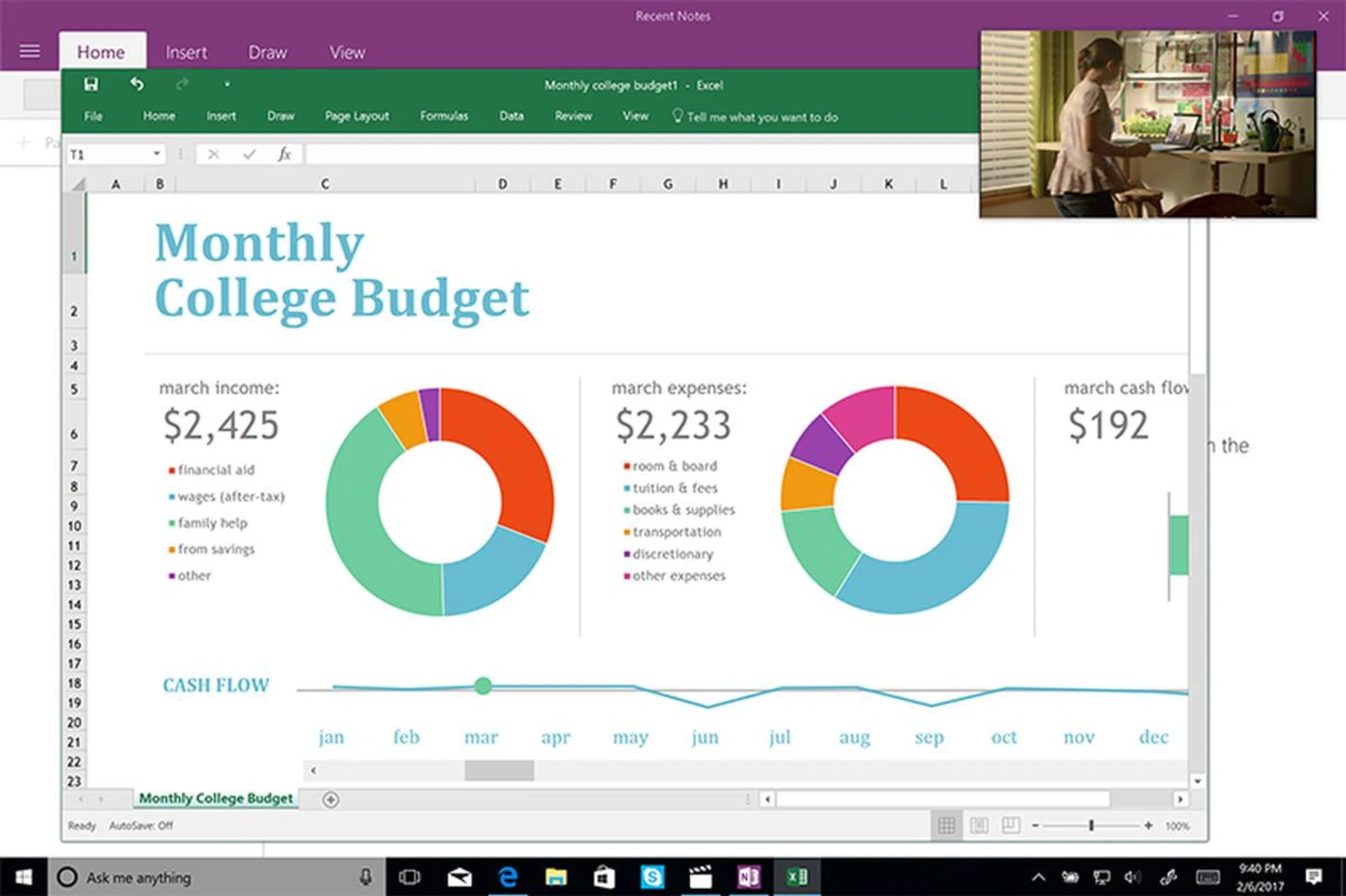 Watch a video in a smaller window at the corner while you continue to work on Excel.