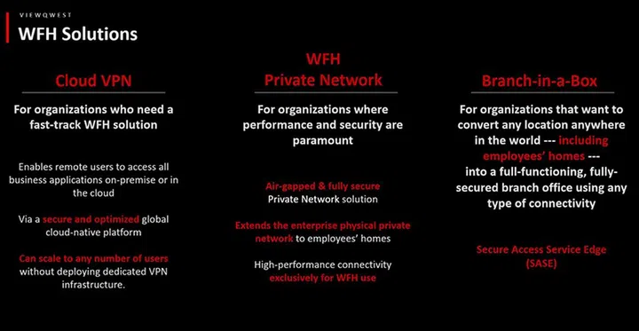 ViewQwest's VPN solutions for enterprises adjusting to WFH arrangements.