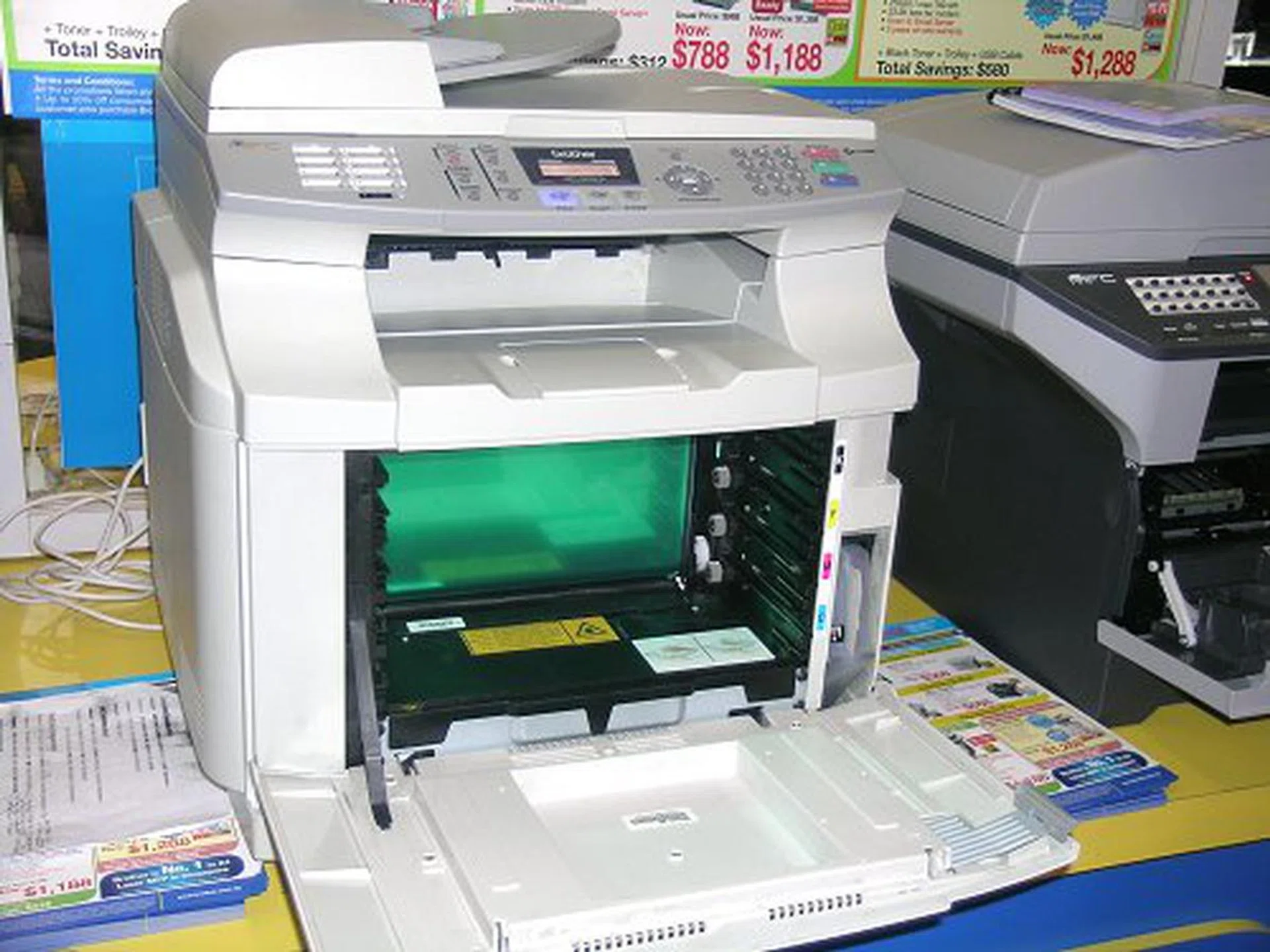 The Brother MFC-9420CN is a laser 5-in-1 Print/Fax/Copy/Scan/Network center going for S$1288 only. Comes with a free black toner and network installation up to two workstations.