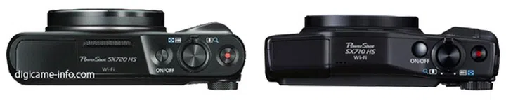 Top view of the PowerShot SX720 HS (left) and the rumored PowerShot SX710 HS(right)