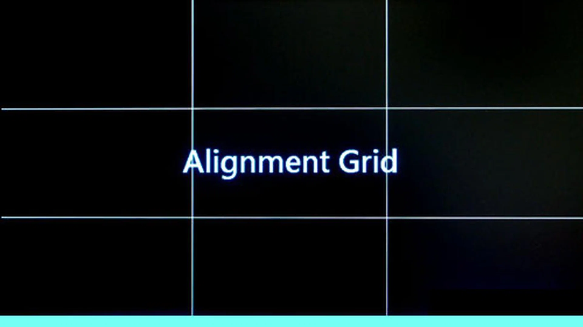 The alignment grid divides the screen into a 3 by 3 grid. Each rectangle is about 17 x 9.5cm.