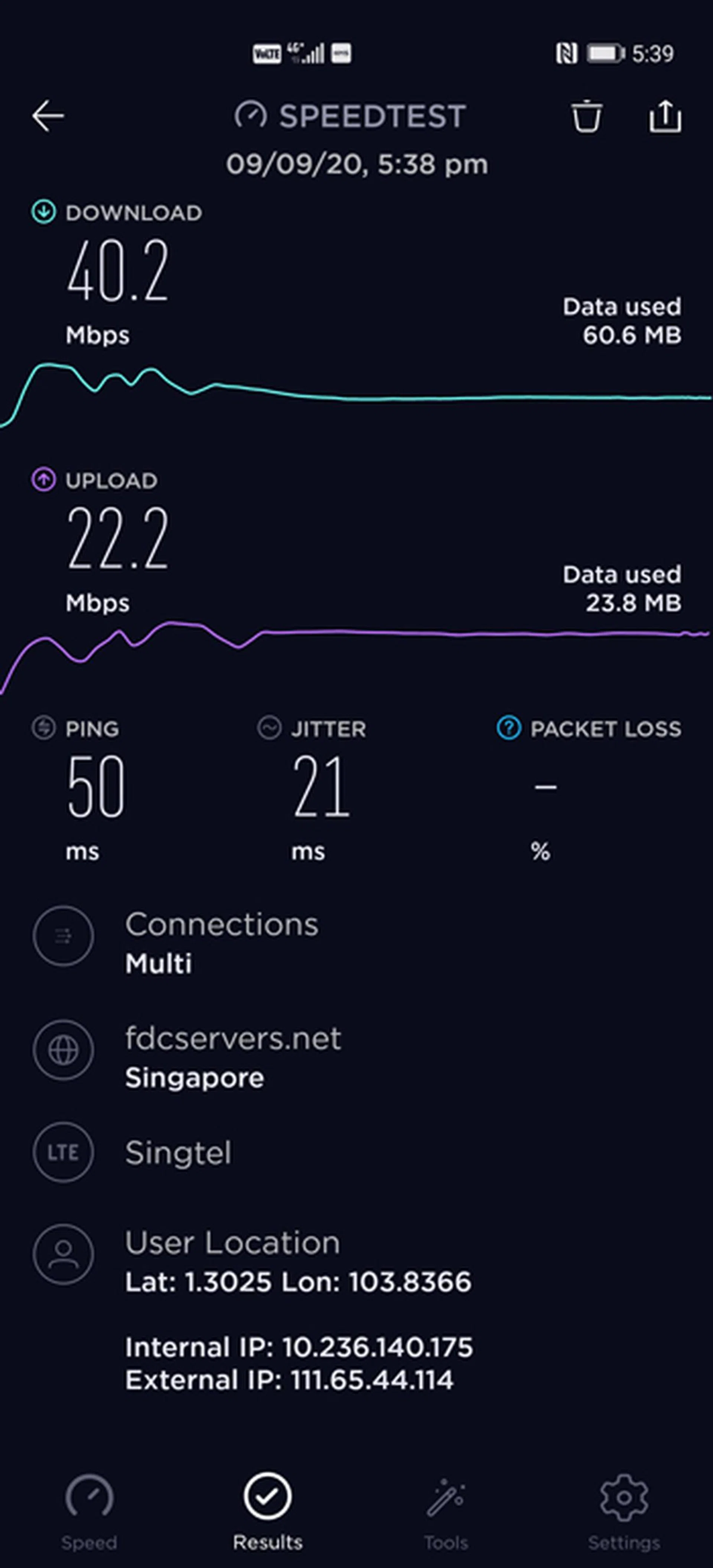 Singtel 4G Test 2.