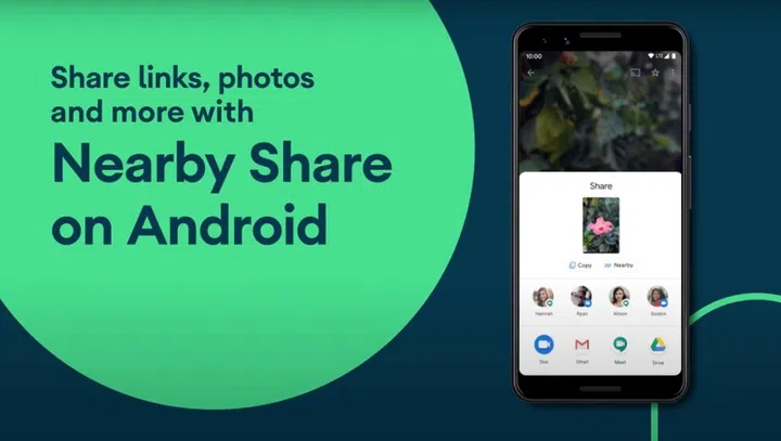 Screenshot taken from Android's YouTube video on "Share links, photos and more with Nearby Share on Android".