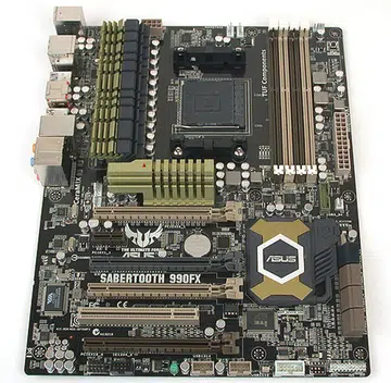 ASUS' Sabertooth belongs to its line of 'thermal armored' TUF boards and it has the same color scheme as the others, with a 'dirty' green and brown look. Of course you could also view them as colors more associated with the military, which is where the TUF series draws its inspiration from.