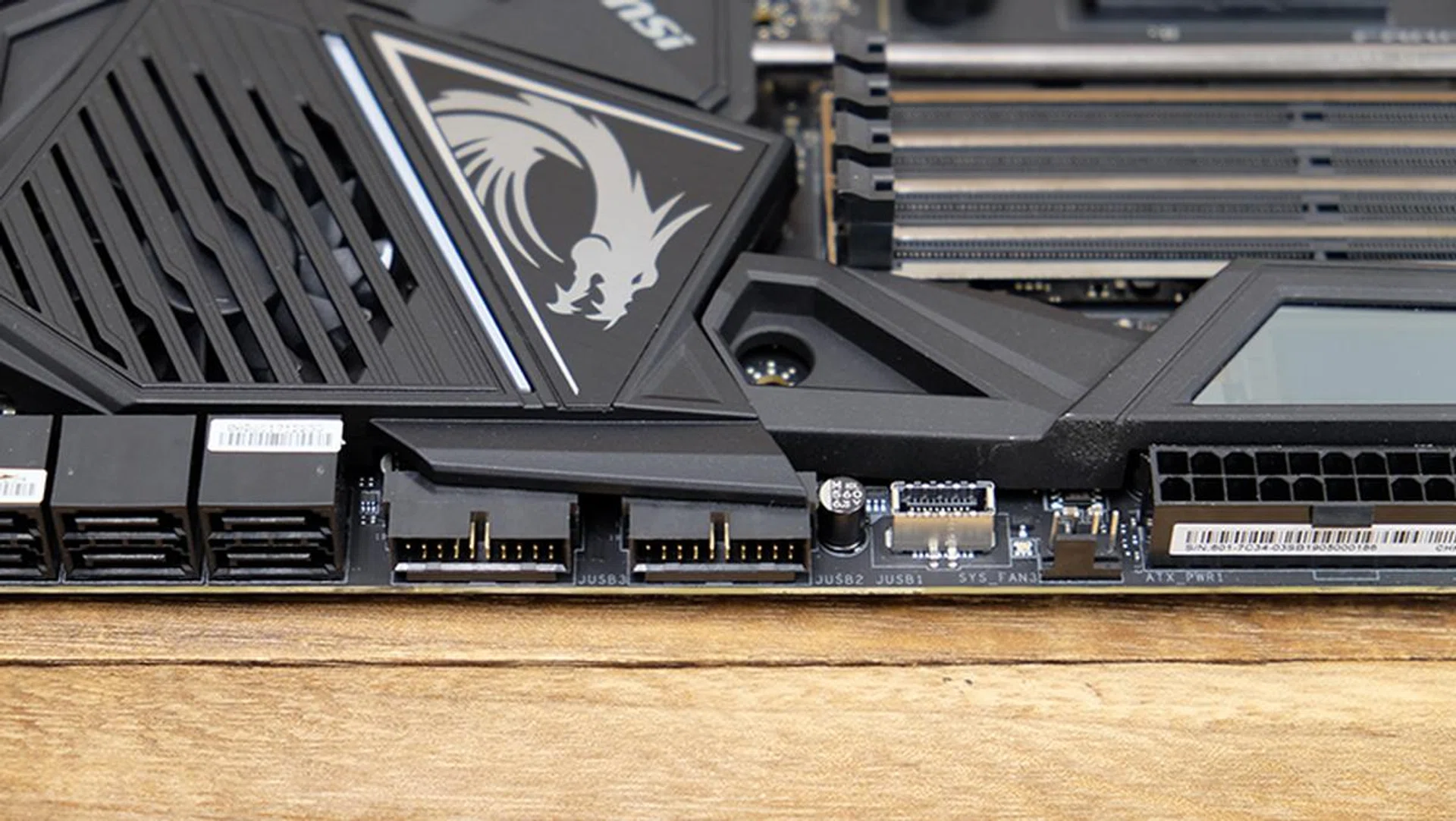 The front panel USB-C header is located in the middle of the board, adjacent to the USB 3.2 (Gen 1) internal headers.