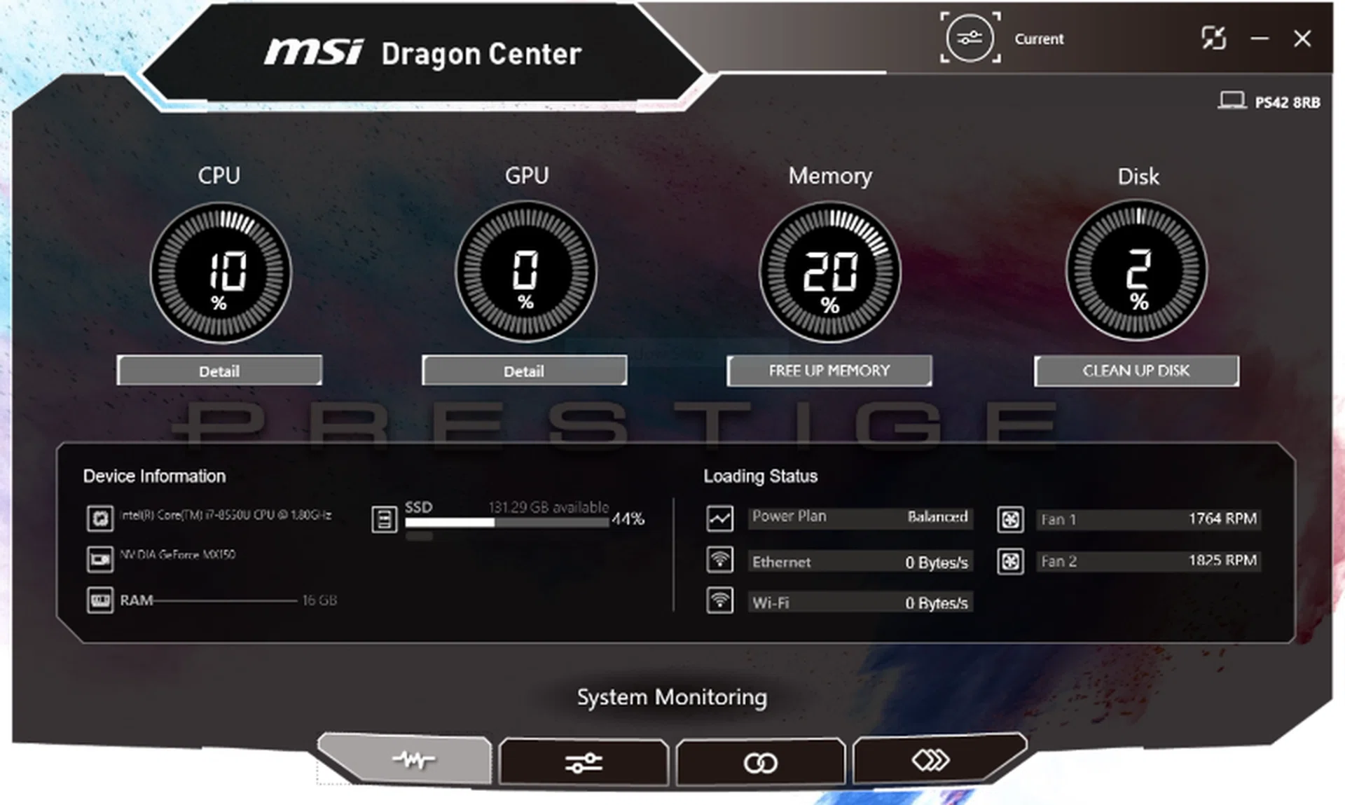 MSI Dragon Center... what a name for a system monitoring and customization utility.