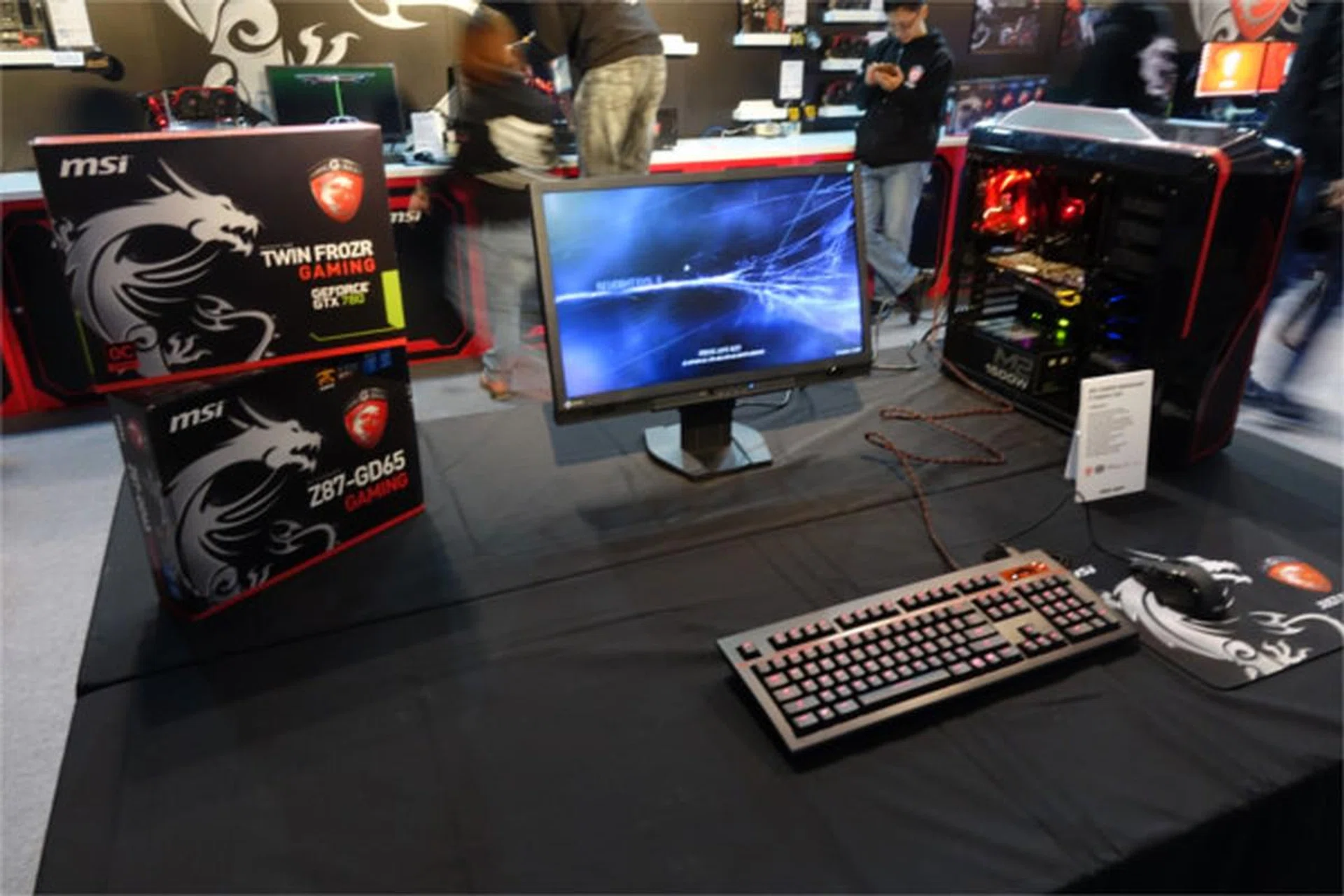 A desktop featuring the MSI Z87-GD65 gaming motherboard and MSI GeForce GTX 780 gaming graphics card.