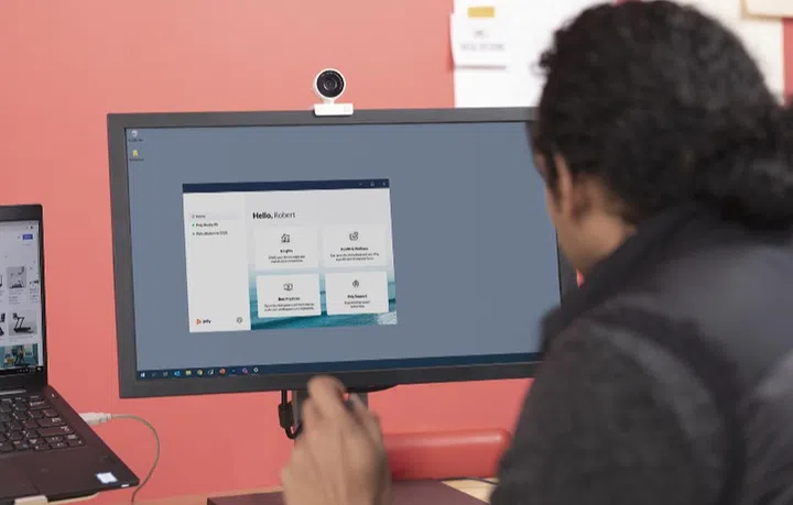 The Poly Studio P5 Webcam comes with 1080p resolution and 4x digital zoom. Image courtesy of Poly. 