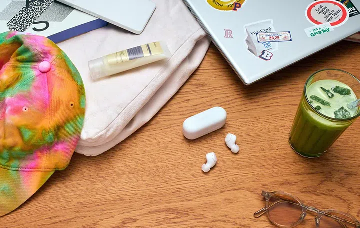 The charging case holds an additional charge for the earbuds. Photo: Sony