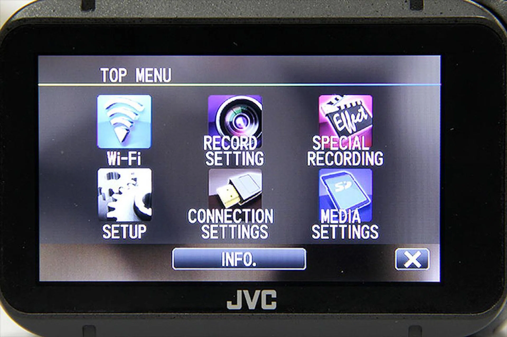 Settings specific to video recording, still image recording, video playback, still image playback modes, and more are found in the menu - categorized in groups, of course.