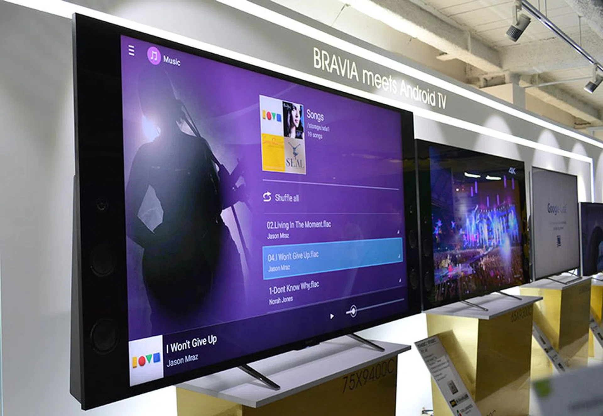 The flagship Sony Bravia X9400C was used to demonstrate Sony's High Res Audio technology.