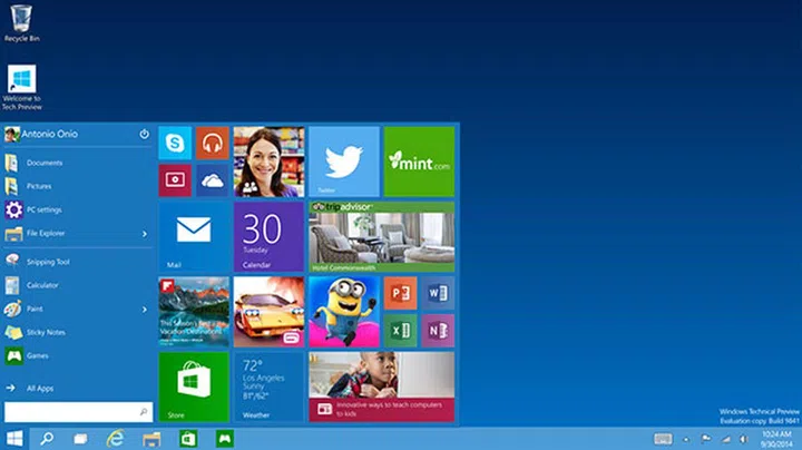 The Start menu returns! (Image source: Microsoft.)