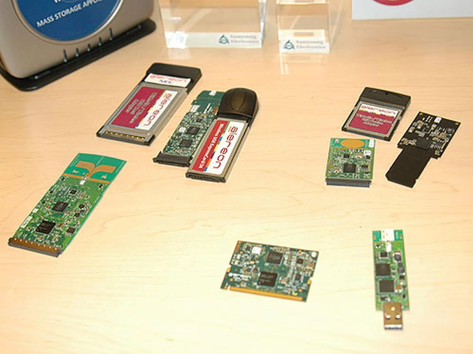 A variety of cards are available for wireless USB, as showcased at Alereon's booth. From ExpressCard interface all the way to SD card.