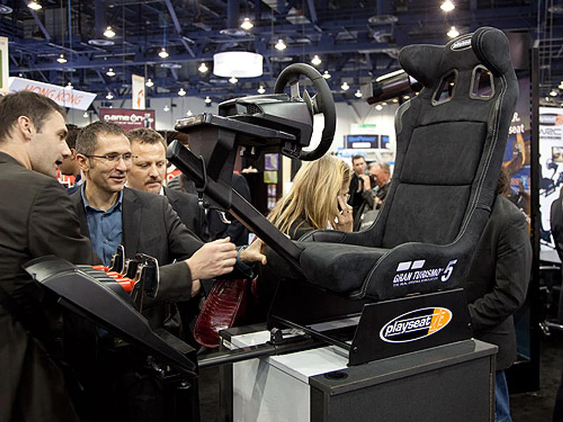 There were also a lot of gaming accessories too. Seen here a racing seat with wheel and pedals built for the hardcore Gran Turismo 5 fan.