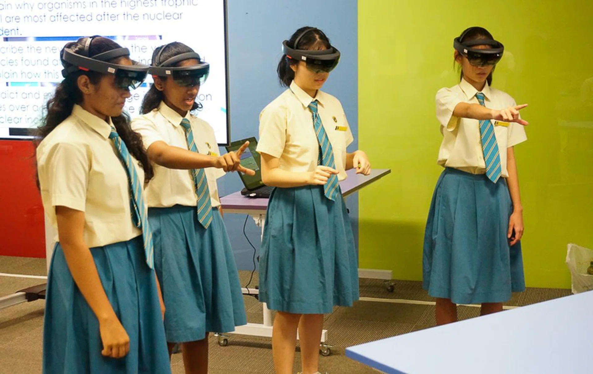 Students exploring the site using the Microsoft HoloLens.