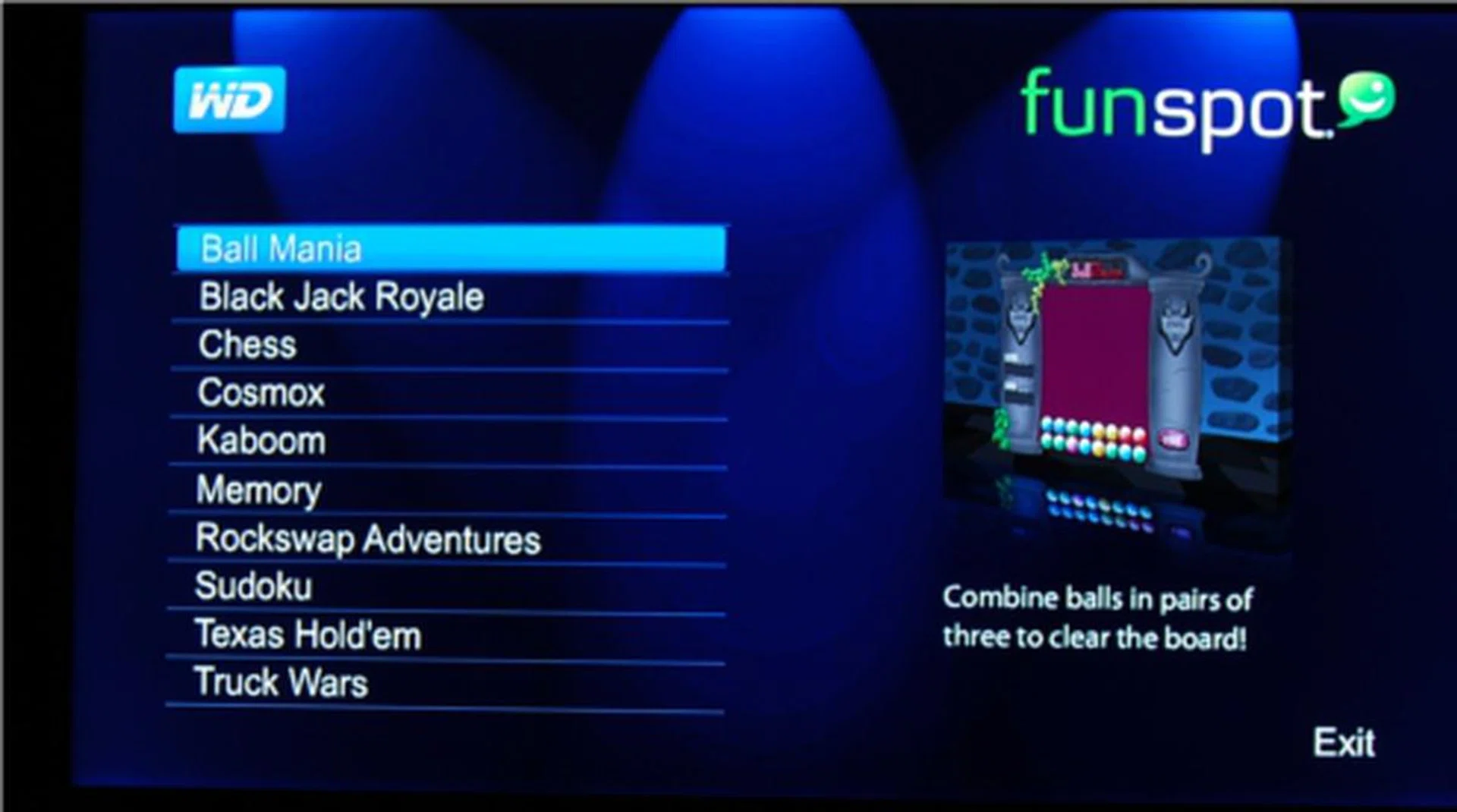 The WD TV Live also offers a decent selection of casual games, including Sudoku and Texas Hold'em.