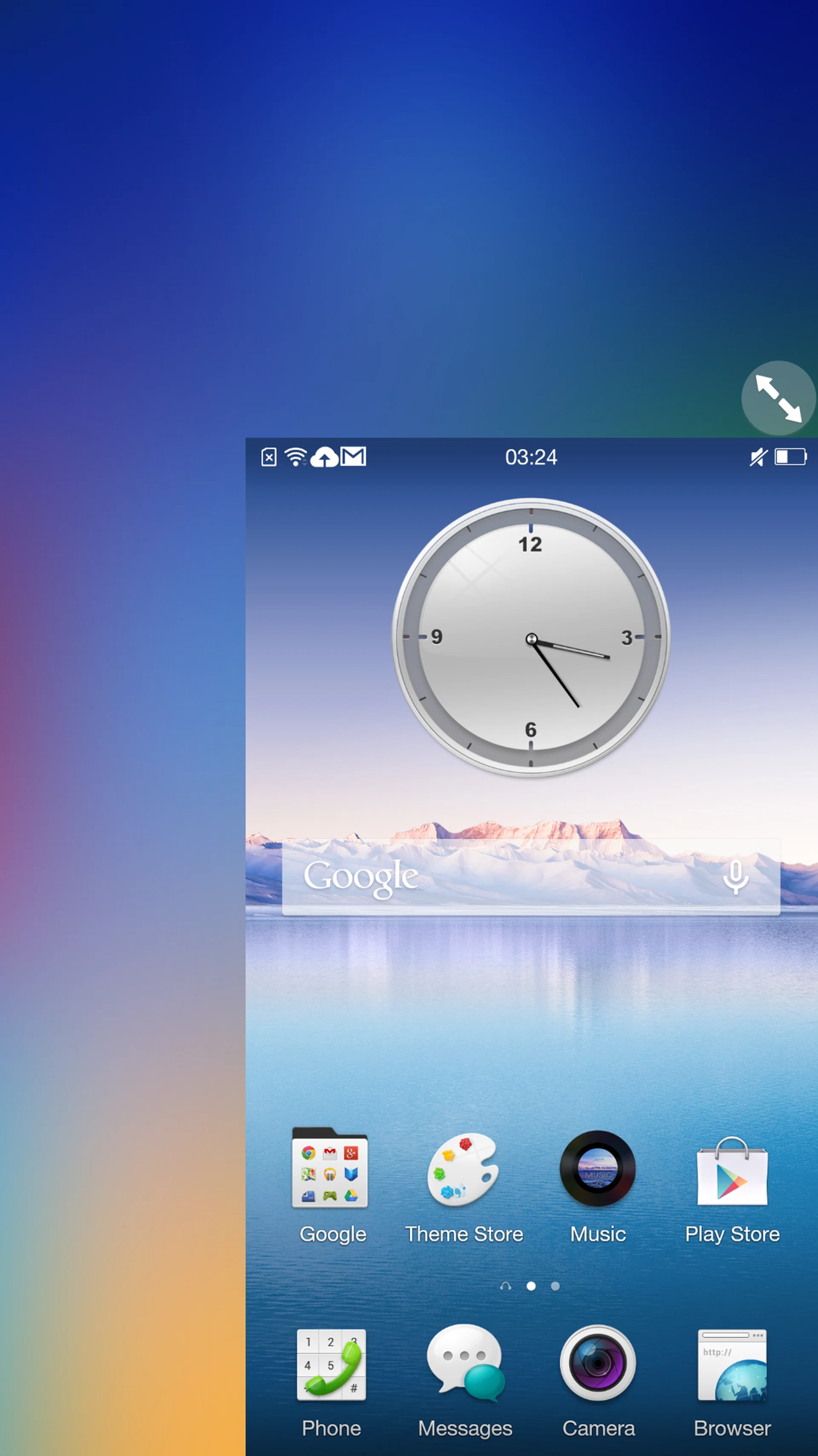 One-handed mode shrinks the UI to a more manageable size.