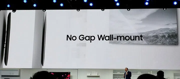 And this is the end result of the new mount - a TV that's more flushed to the surface to improve the overall home aesthetics and the TV's likeness.