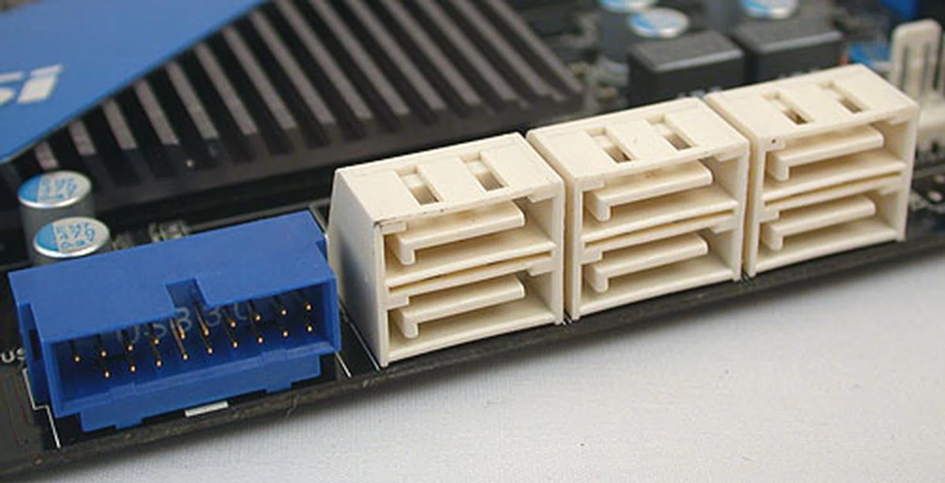 The standard six SATA 6Gbps ports from the AMD Southbridge along with a USB 3.0 connector to link to a front USB 3.0 panel provided by MSI. 