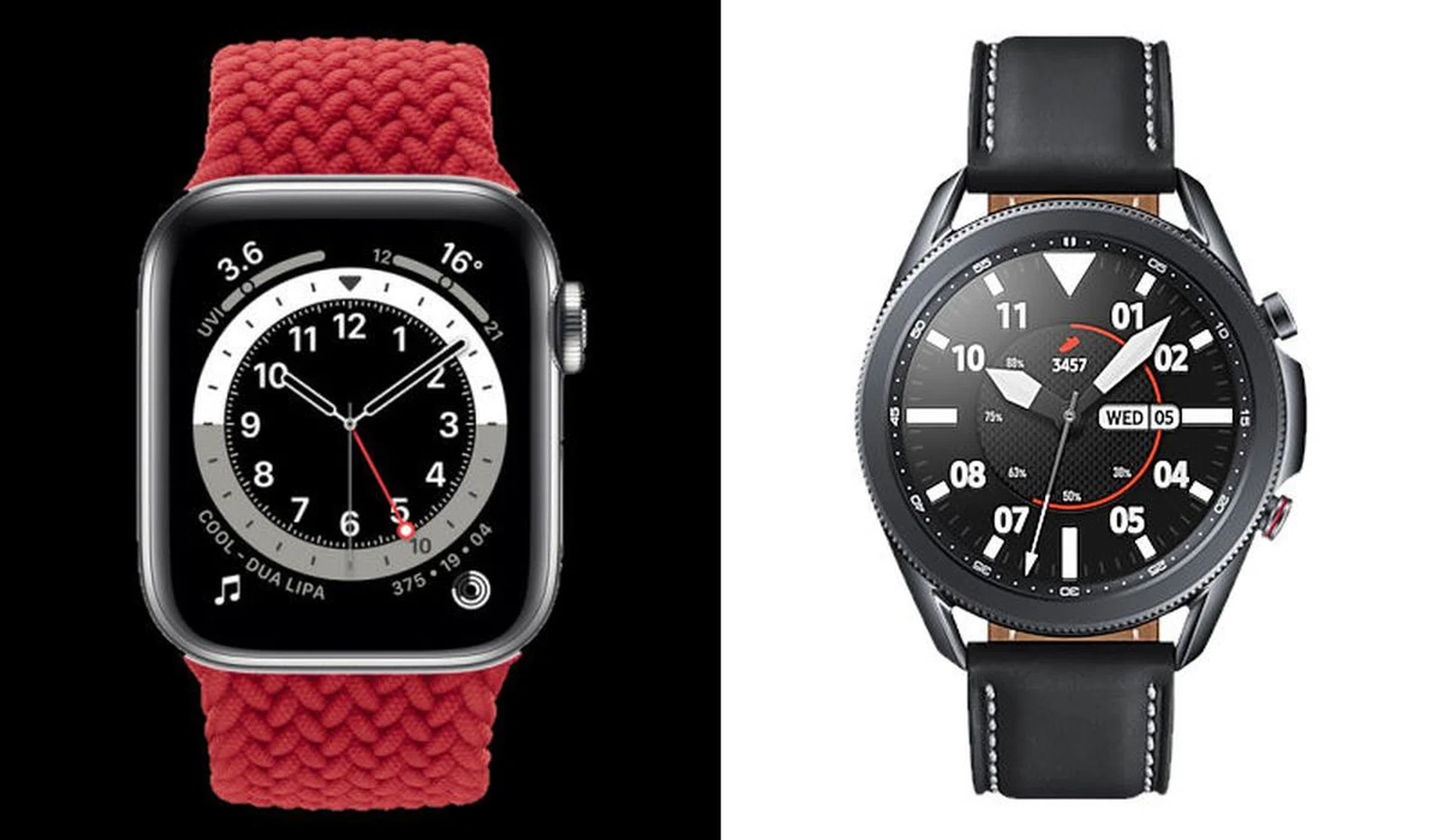 Apple Watch Series 6 and the Samsung Galaxy Watch 3.