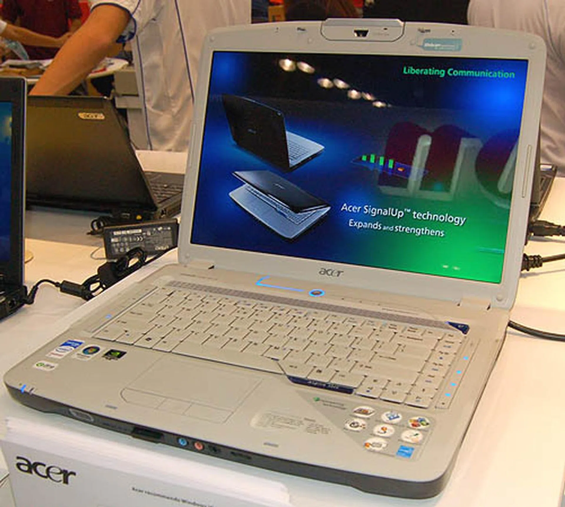  This rugged looking notebook is one of Acer's newer models, the Santa Rosa based Aspire 5920G-302G16, which has an Intel Core 2 Duo processor T7300 and 2GB of DDR2 memory. It uses an NVIDIA GeForce 8600M GT chipset so DirectX 10 support is present and Windows Vista Home Premium is pre-installed. The price for this - $2698.  