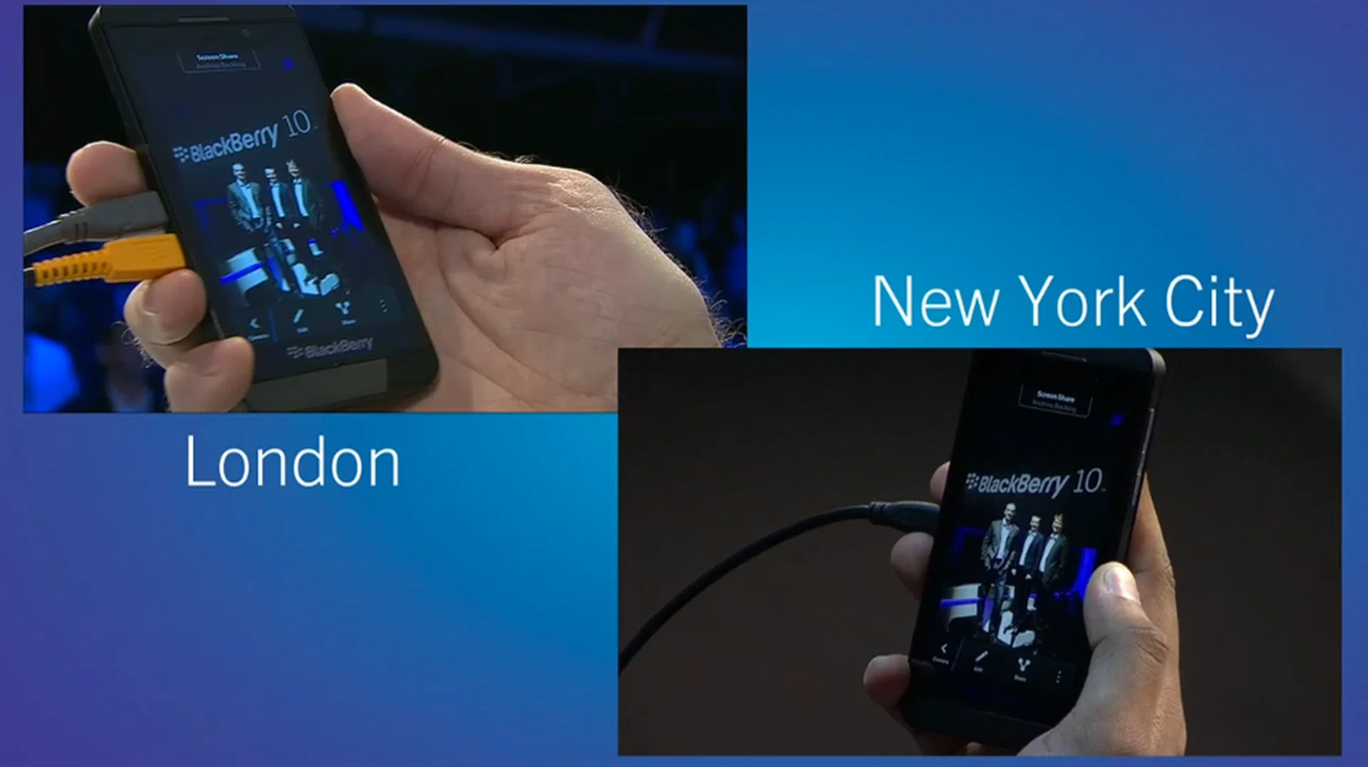 Demonstrating BlackBerry ScreenShare, a feature which allows you to share your screen with the person you are calling/video chatting via BBM.