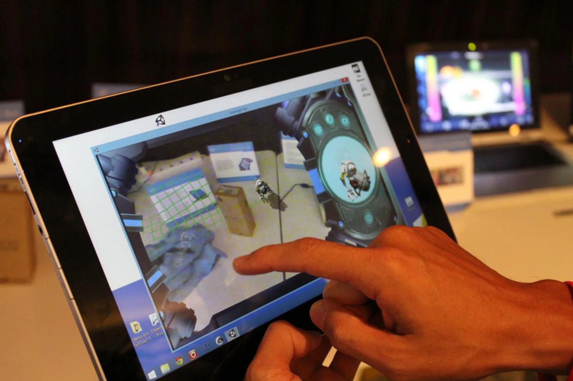 There's the bot. While the image on-screen may look like video, it's actually rendered in real time in 3D.