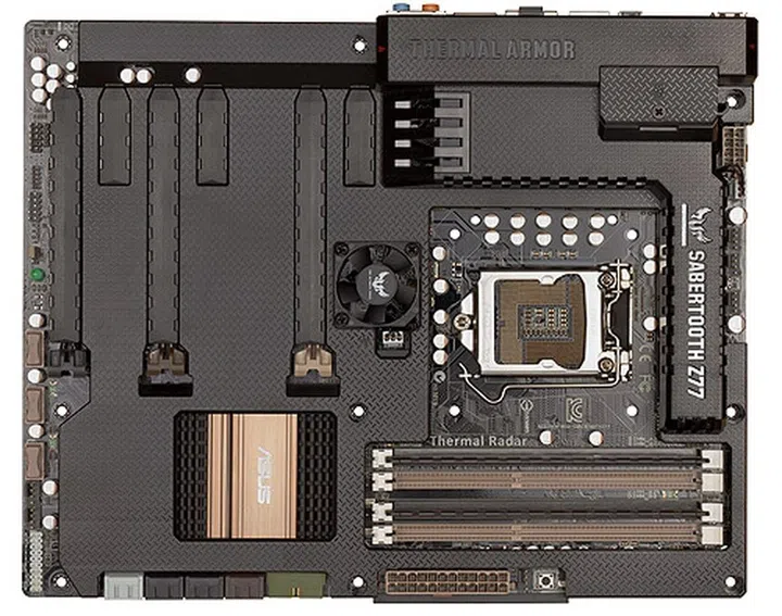 The Sabertooth Z77 has Dust Defenders covering its PCIe slots for protection against dust and other debris. With its military-standard VRM components, the Sabertooth Z77 may find itself powering a ruggedized workstation for deployment in harsh operating environments. 