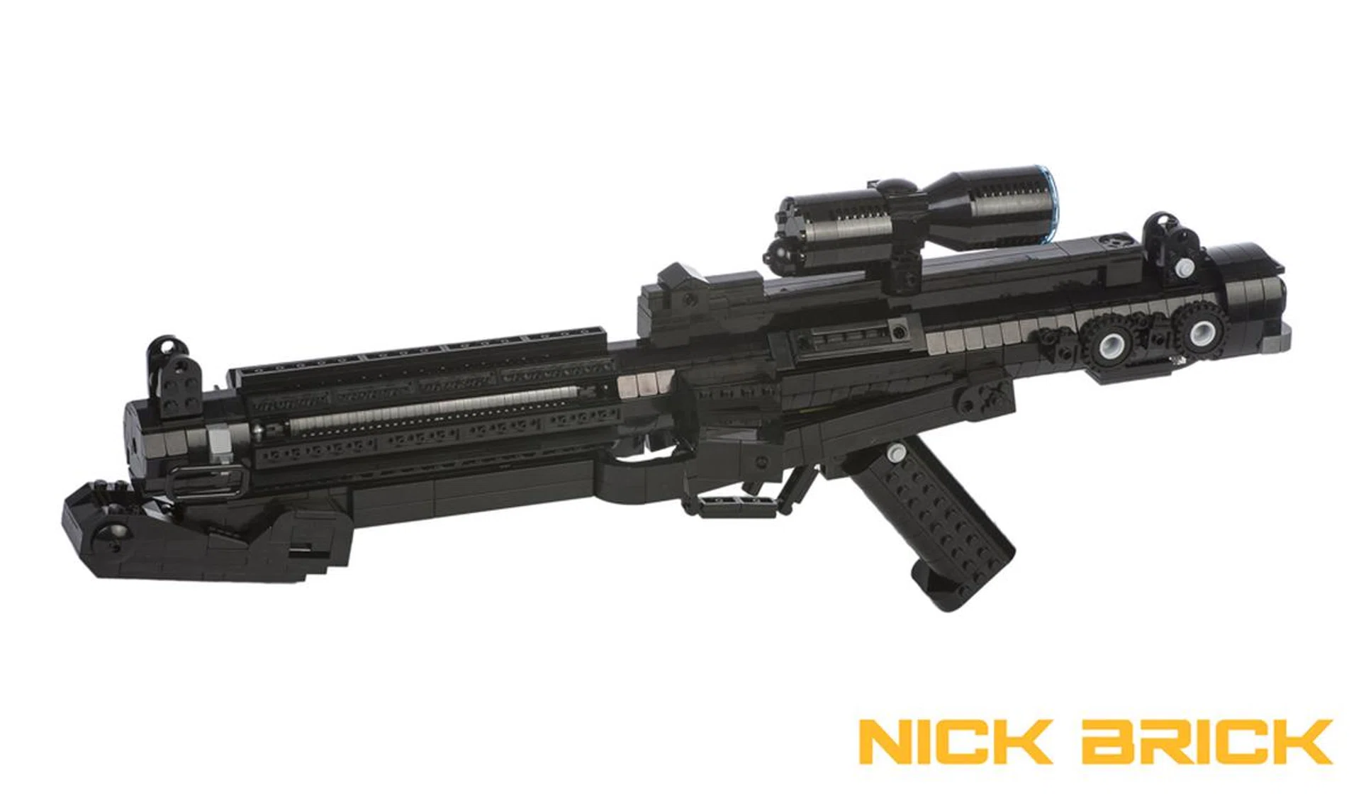 A built-to-scale LEGO version of a E-11 blaster rifle. Image credit: The Brothers Brick.