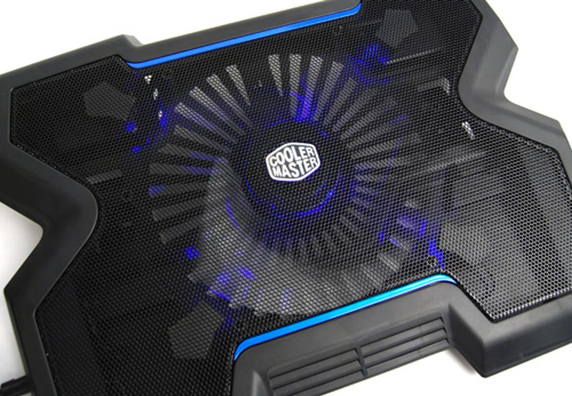 While the blue LED lighting looks cool, you can't actually see it with a notebook on top.