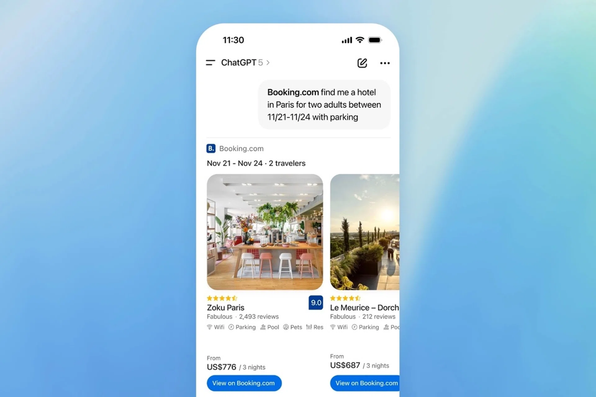 ChatGPT with Booking.com
