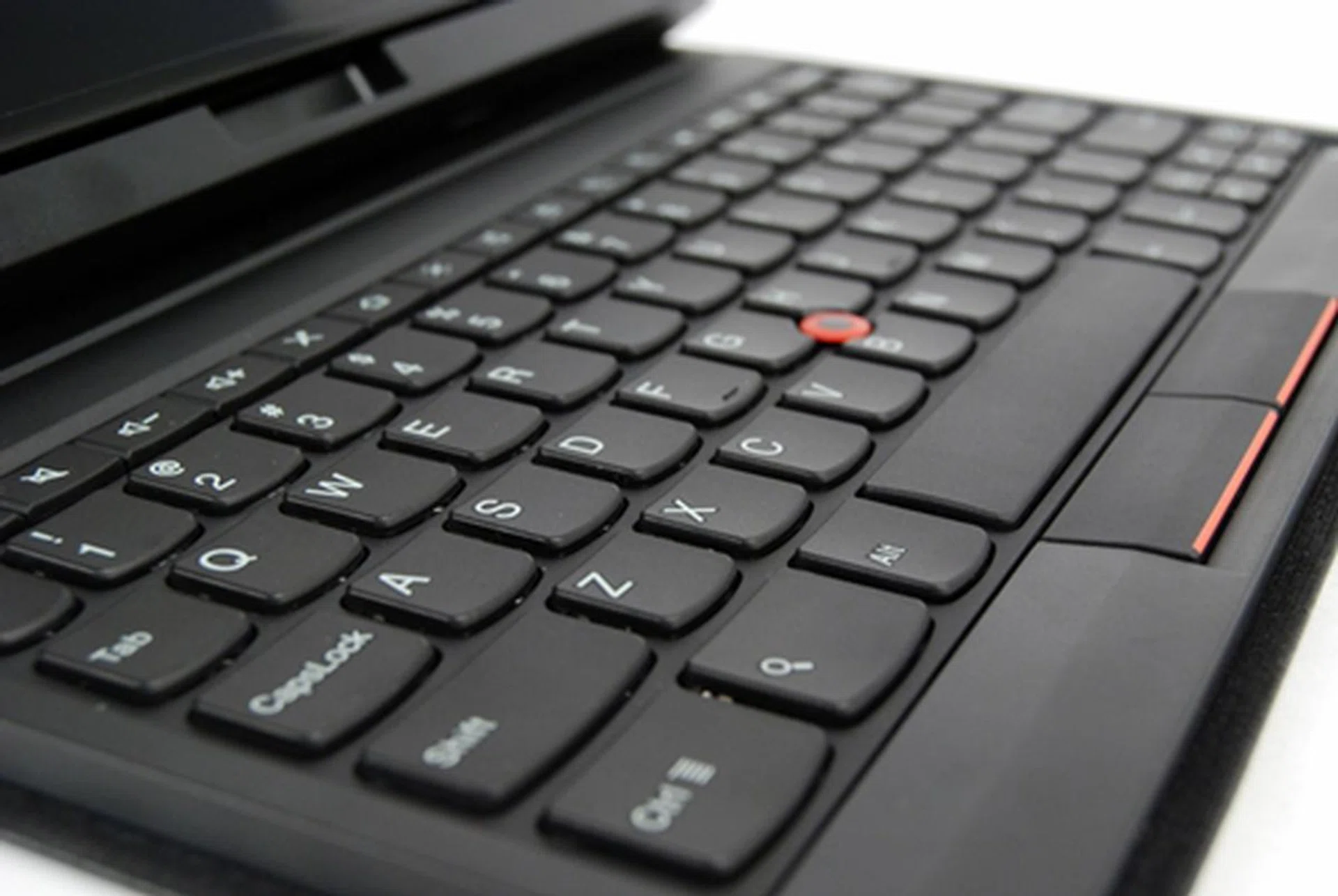 We had no problems typing on the keyboard. The key size is good and comfortable to type on. This is expected of a ThinkPad-branded device although the typing experience cannot be compared to a full fledged ThinkPad notebook. You will notice the signature red optical trackpoint in the middle of the keyboard.