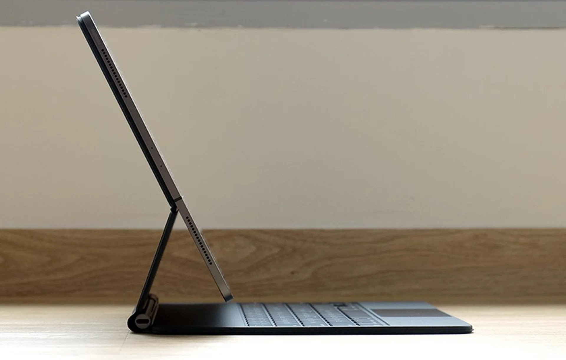 The Magic Keyboard lets you tilt the iPad Pro at a comfortable viewing angle.