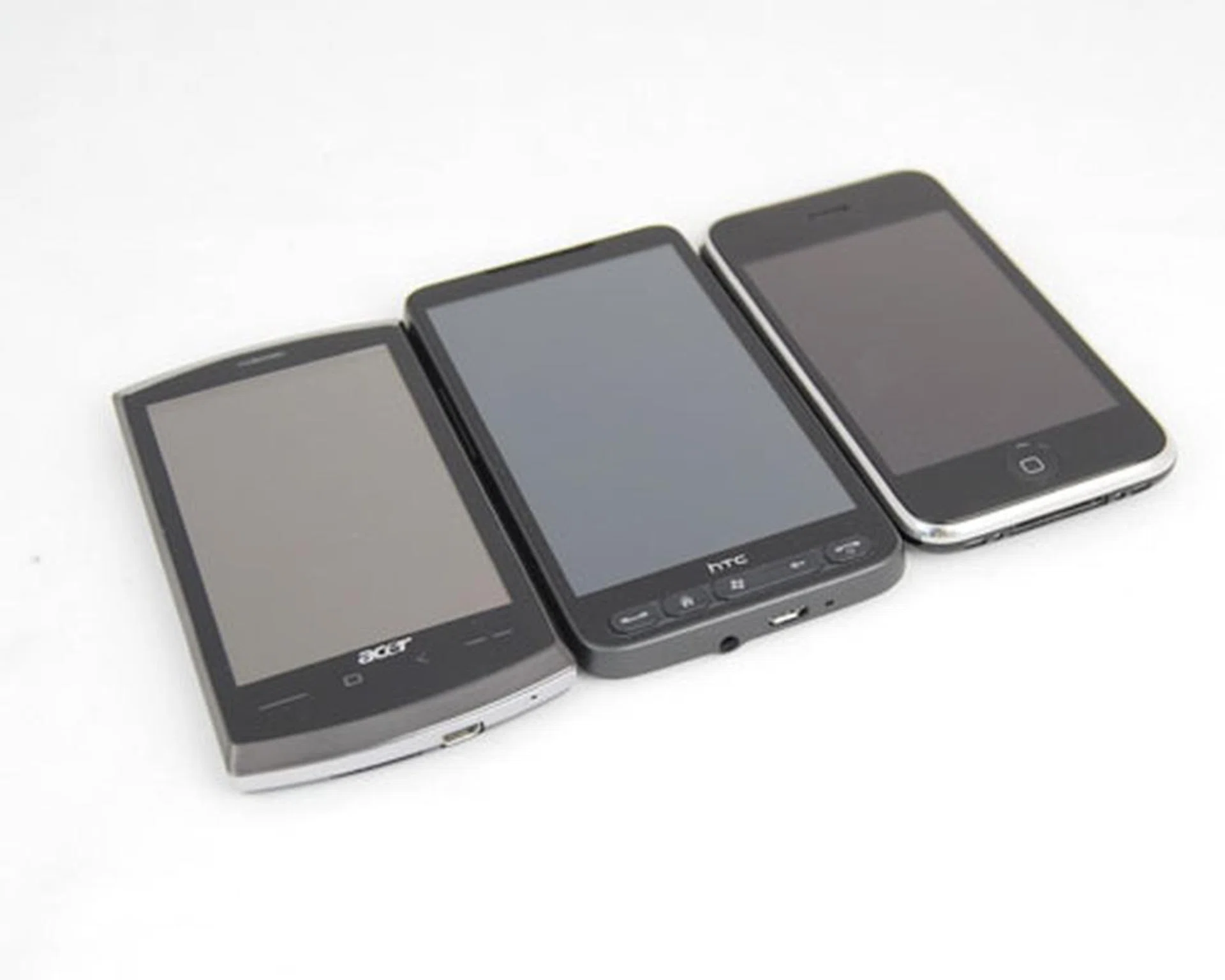 From left: the Acer neoTouch, which shares similar specifications with the HTC HD2, and then there's the usual suspect with the iPhone 3G S that comes with a smaller (3.5-inch) screen but has a similar, if not better, user interface than the HD2's Sense UI.