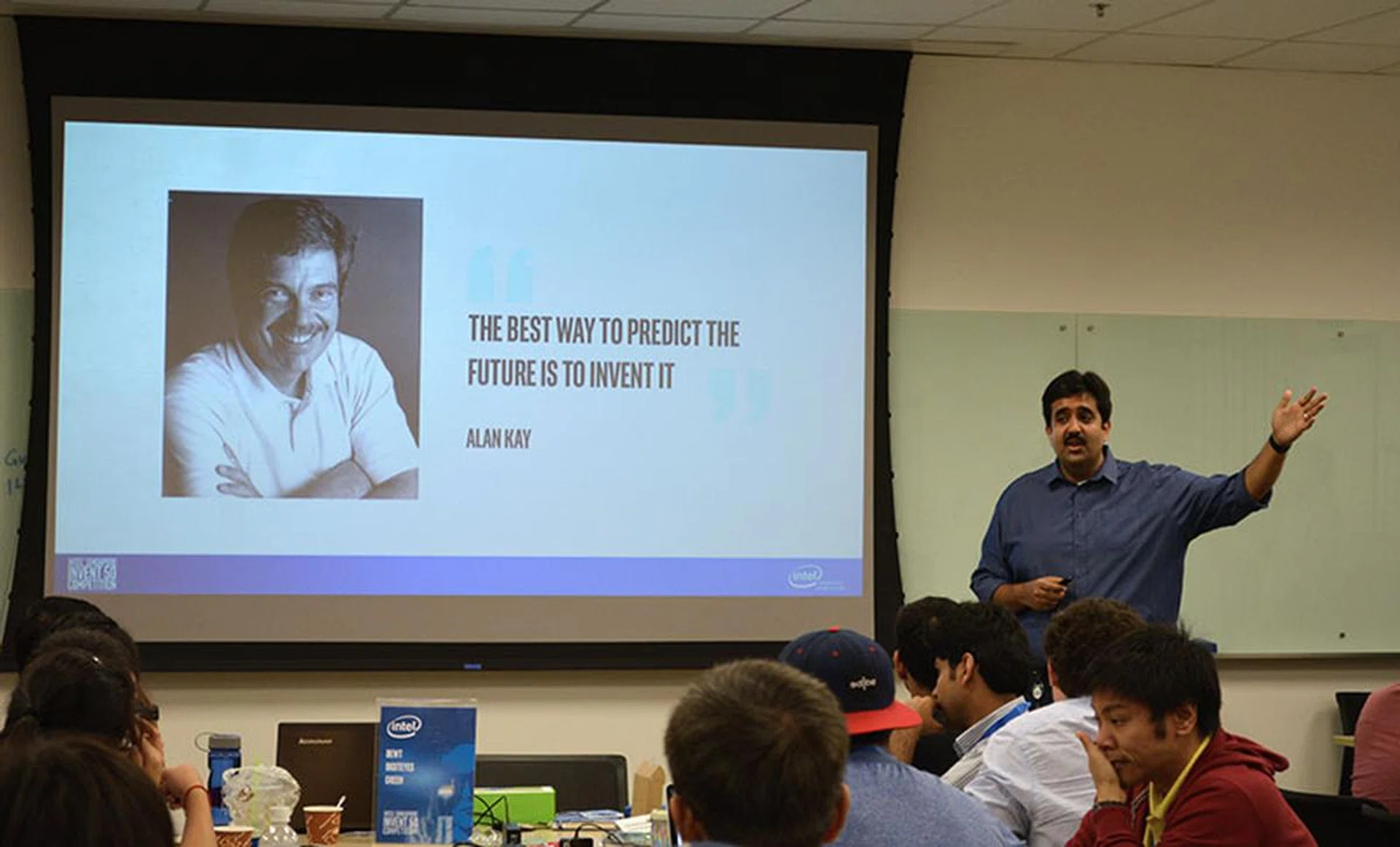 Yet another motivational quote to fire up the roomful of young inventors.