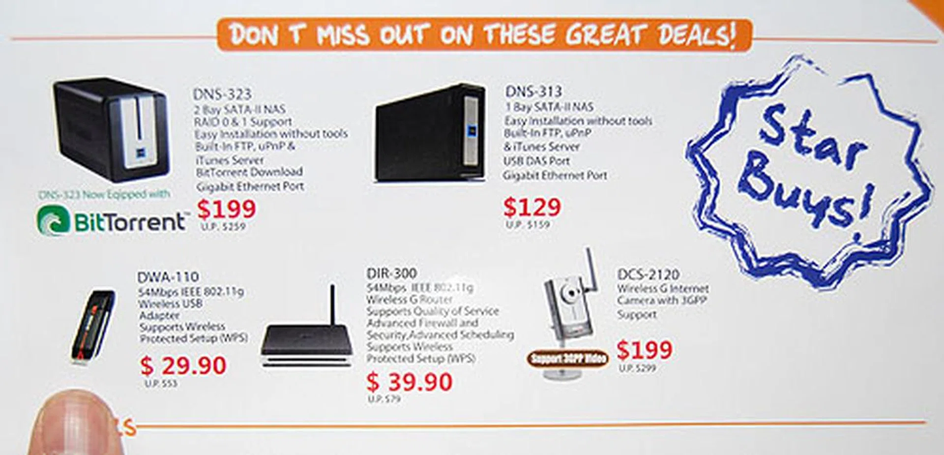  D-Link's Star Buys for Comex 2008 would be these NAS and wireless products. $29.90 for a wireless adaptor sounds great.  