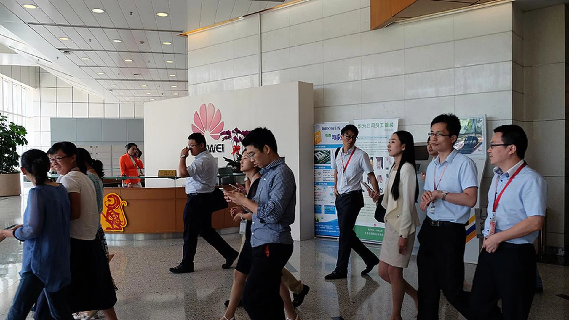Lunch break signaled a mass of hungry employees searching for one of the ten campus canteens.