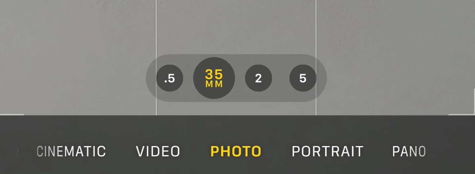 You can quickly switch between 24mm, 28mm, and 35mm focal lengths in the Camera app.