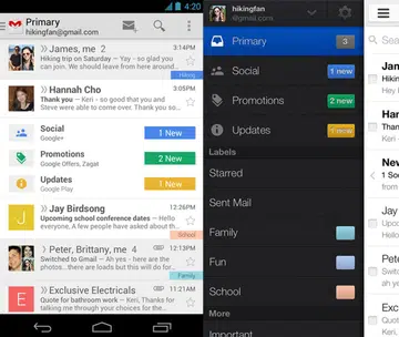 How the new inbox will look like on mobile devices. On the left side is a screen capture of the inbox on and Android device, and on the right side is a screen capture of what the inbox will look like on an iOS device. 
