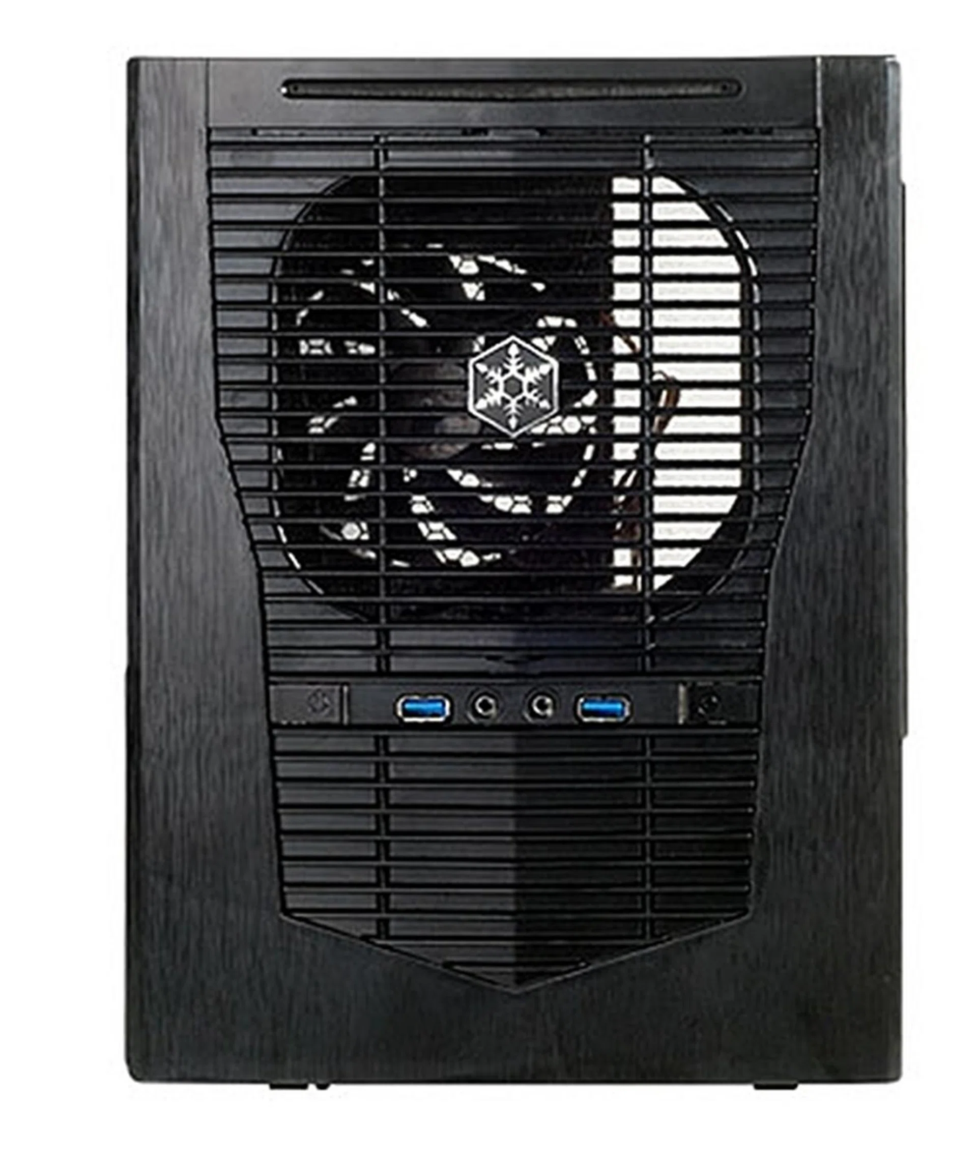 The front panel of the Silverstone Sugo SG09 looks like it is made of brushed aluminum, but it is actually plastic.