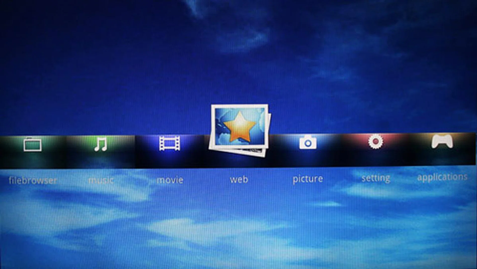 The home screen is easy to navigate: just scroll through the row of icons.
